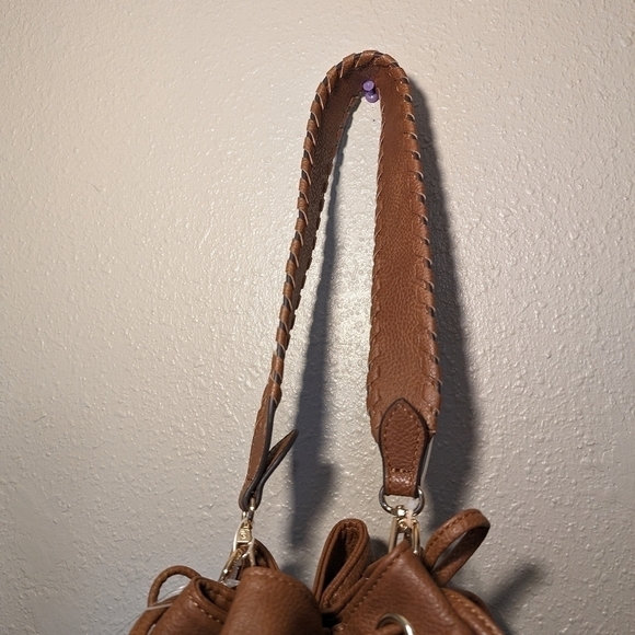 NWT Darcy Marks London Bucket Bag with fringe and braided handle Brown - Picture 4 of 12